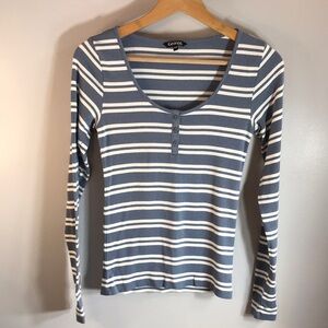 George Blue and White Striped Long Sleeve Top